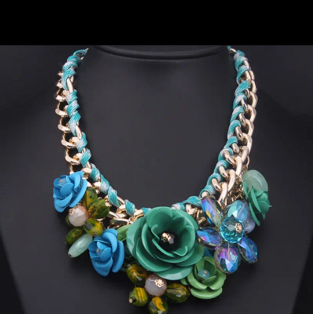 Beautiful Blue/Green  Statement Necklace